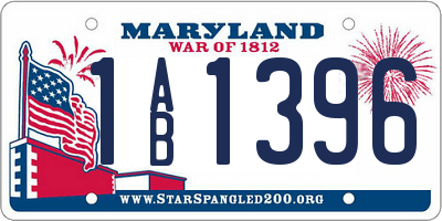MD license plate 1AB1396