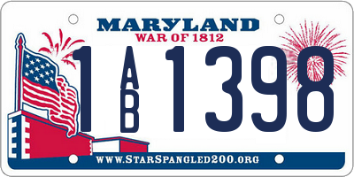 MD license plate 1AB1398