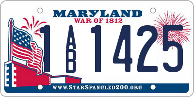 MD license plate 1AB1425