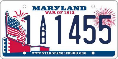 MD license plate 1AB1455