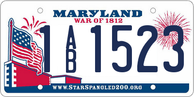 MD license plate 1AB1523