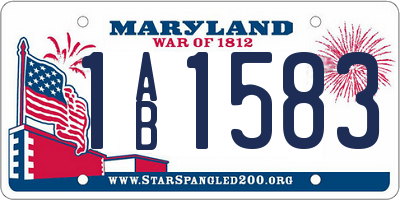 MD license plate 1AB1583