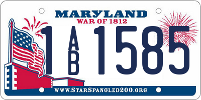 MD license plate 1AB1585