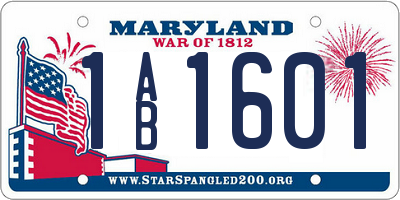 MD license plate 1AB1601