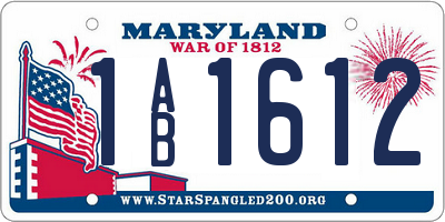 MD license plate 1AB1612