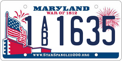 MD license plate 1AB1635