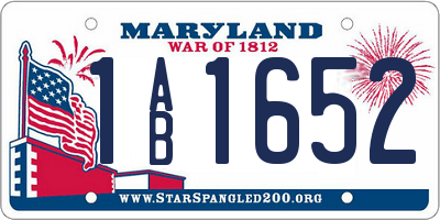 MD license plate 1AB1652