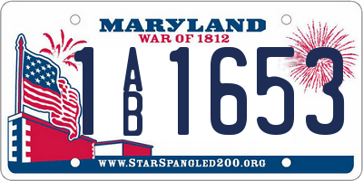 MD license plate 1AB1653
