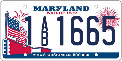 MD license plate 1AB1665