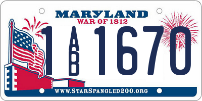 MD license plate 1AB1670
