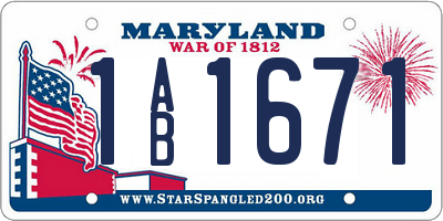 MD license plate 1AB1671