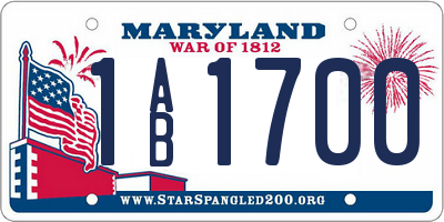 MD license plate 1AB1700