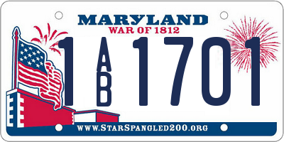 MD license plate 1AB1701