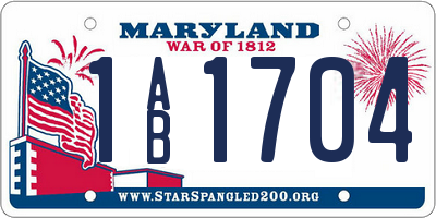 MD license plate 1AB1704
