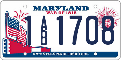 MD license plate 1AB1708