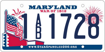 MD license plate 1AB1728