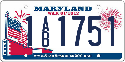 MD license plate 1AB1751