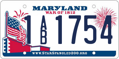 MD license plate 1AB1754