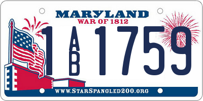 MD license plate 1AB1759