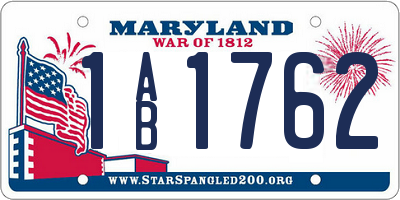MD license plate 1AB1762