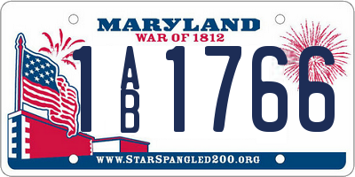 MD license plate 1AB1766