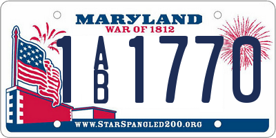 MD license plate 1AB1770