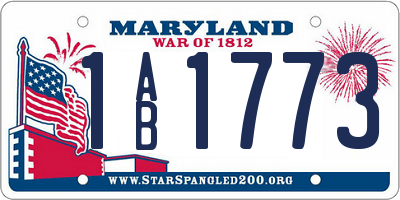 MD license plate 1AB1773