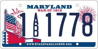 MD license plate 1AB1778