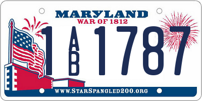 MD license plate 1AB1787