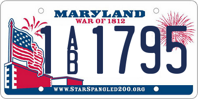 MD license plate 1AB1795