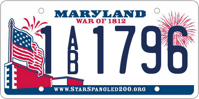 MD license plate 1AB1796