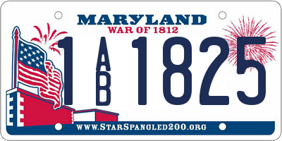 MD license plate 1AB1825