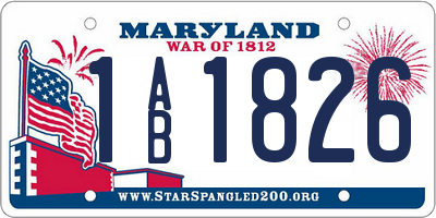 MD license plate 1AB1826