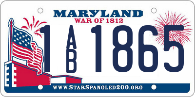 MD license plate 1AB1865