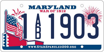 MD license plate 1AB1903