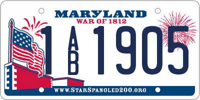 MD license plate 1AB1905