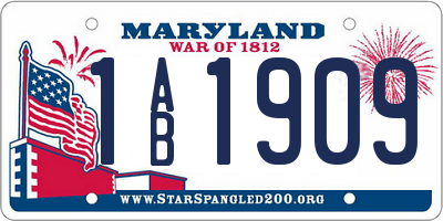 MD license plate 1AB1909