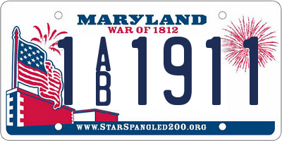 MD license plate 1AB1911