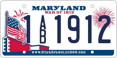 MD license plate 1AB1912