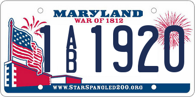 MD license plate 1AB1920