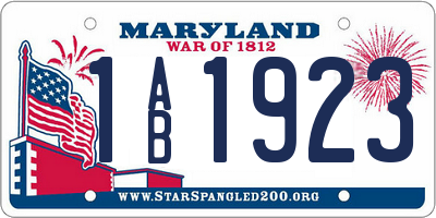 MD license plate 1AB1923