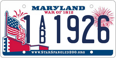 MD license plate 1AB1926