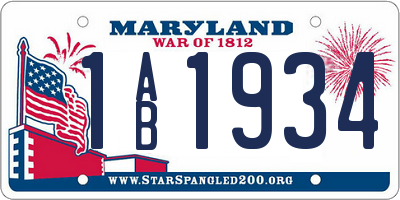 MD license plate 1AB1934