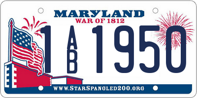 MD license plate 1AB1950