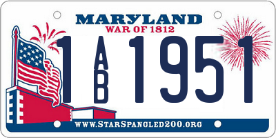MD license plate 1AB1951