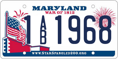 MD license plate 1AB1968