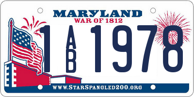 MD license plate 1AB1978
