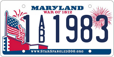 MD license plate 1AB1983
