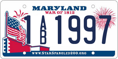 MD license plate 1AB1997