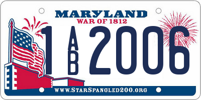 MD license plate 1AB2006